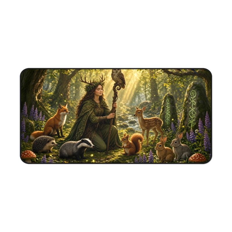 Druid Fantasy Desk Mat, Large Gaming Mouse Pad, 16x32 RPG Desk Pad, Tabletop Gamer Gift