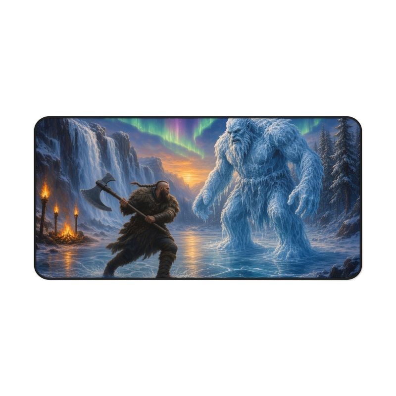 Frost Giant Clash Fantasy Desk Mat, Large Gaming Mouse Pad, 16x32 RPG Desk Pad, Viking Berserker Gamer Gift Frost Giant Clash Fantasy Desk Mat, Large Gaming Mouse Pad, 16x32 RPG Desk Pad, Viking Berserker Gamer Gift