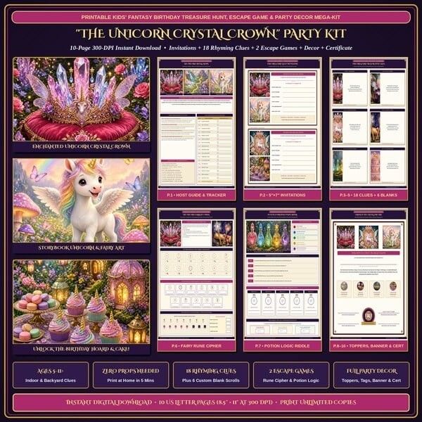 Enchanted Unicorn & Fairy Birthday Treasure Hunt Escape Game Kit Enchanted Unicorn & Fairy Birthday Treasure Hunt Escape Game Kit
