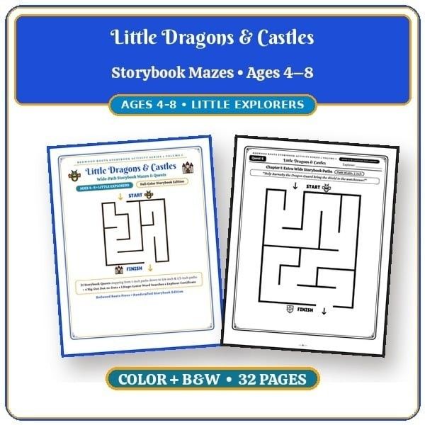 Redwood Roots Storybook Activity Series — Wide-Path Mazes & Quests (Ages 4–8, Full-Color + B&W) Redwood Roots Storybook Activity Series — Wide-Path Mazes & Quests (Ages 4–8, Full-Color + B&W)