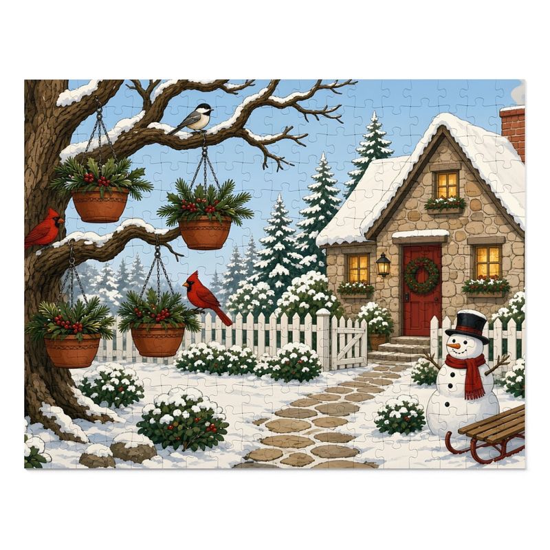 Winter Cardinals Jigsaw Puzzle in Tin, 252 Large Pieces, Cozy Christmas Gift for Grandma or Seniors
